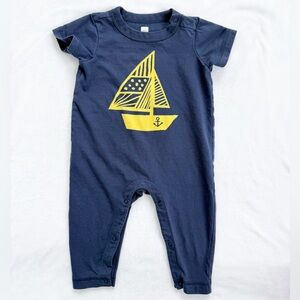 Tea Collection Hey Sailor Graphic Romper Indigo 3-6 months